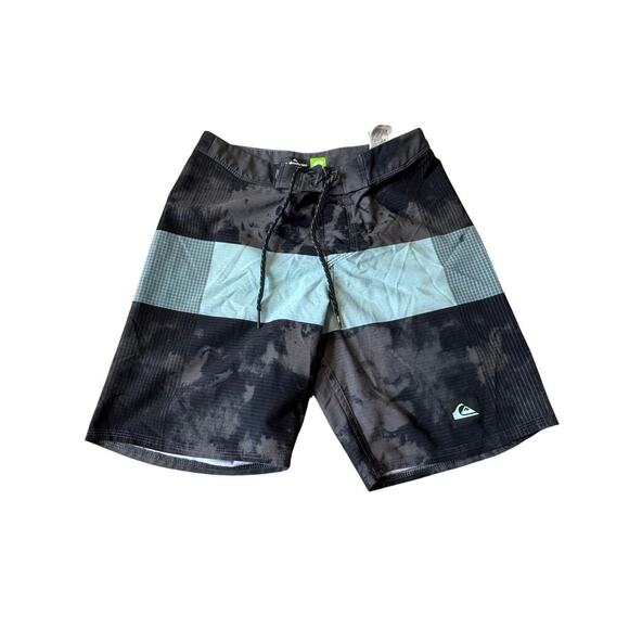 Quicksilver highline Boys swim trunks/board shorts, size 26 (12); Black & Teal - Picture 1 of 12